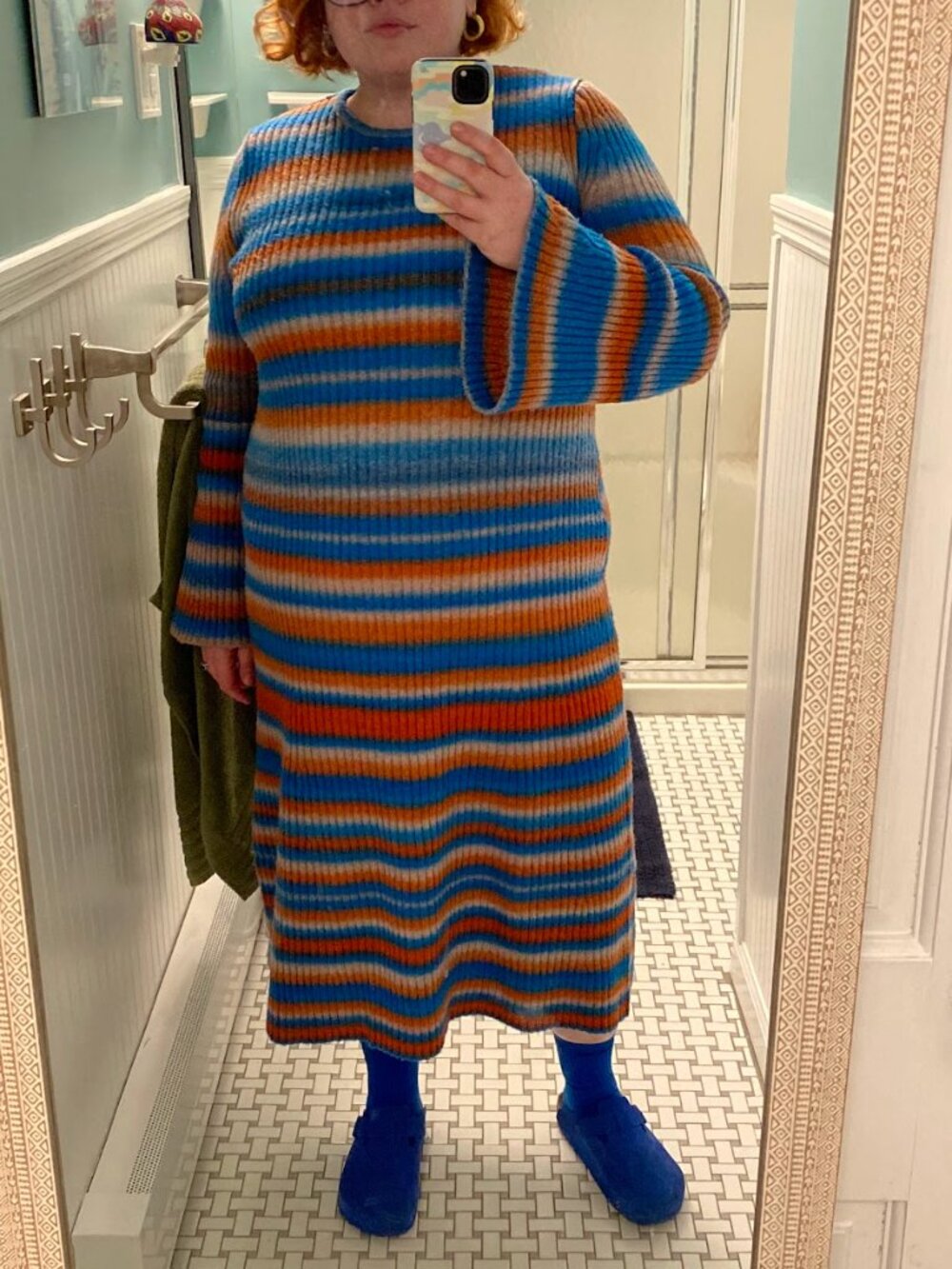 Simon Miller Axon Blue and Orange Striped Sweater Dress Sx XL PLUS (fits 14-18)